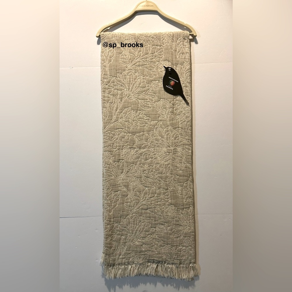 🎁Piscatextil 100% Cotton Elegant Cream Throw Blanket - Decorative Veins